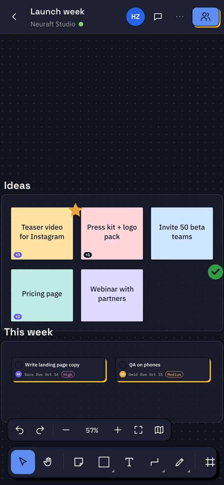 Sticky-note ideas on a phone