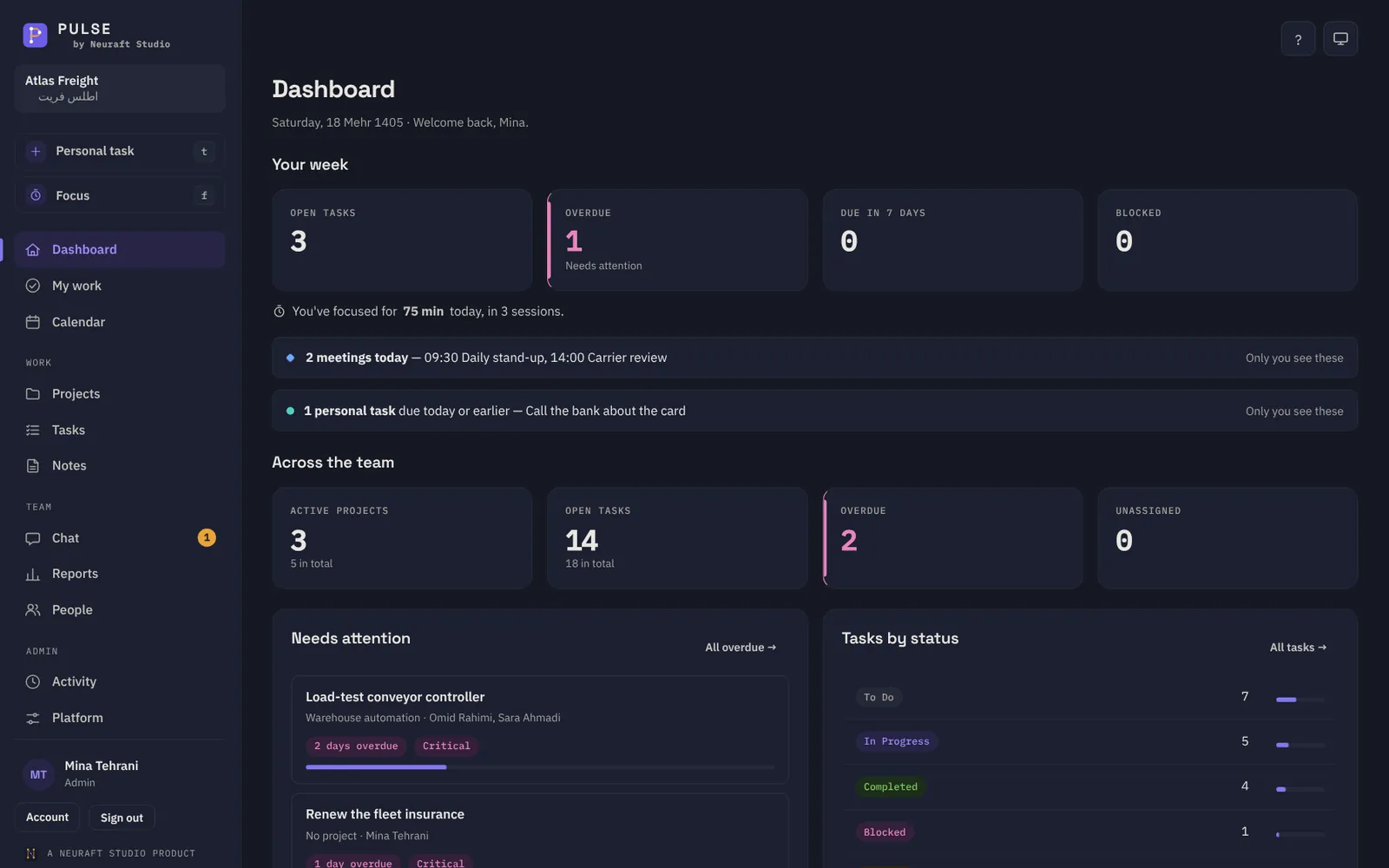 Pulse in dark mode